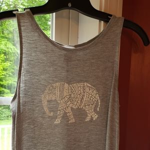 Gray tank top with white elephant detail